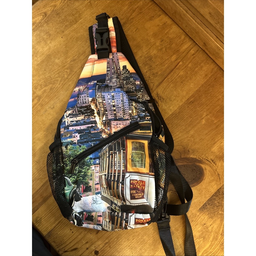 San Francisco Downtown Trolley Sling Shoulder Bag Mesh Back‎